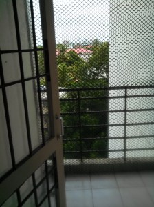 There are also several balconies. This one is screened in. I'm thinking we can do this to all of them so the cats can enjoy them.