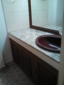 These where the only bathroom we saw with any cabinetry what-so-ever. More storage! Yay!