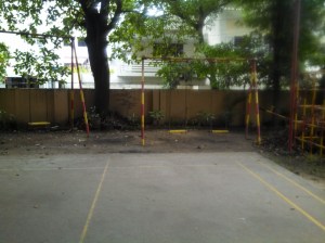 Basketball court. Could do lots of things here. Skateboard anyone? 