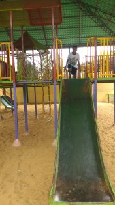 This playground was seperated by a little fence and had sand underneath it to soften any falls. All three of my boys played a rip-roaring game of tag here for a good half hour at least.
