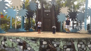 My boys taking a bow on the stage in the amphitheater.
