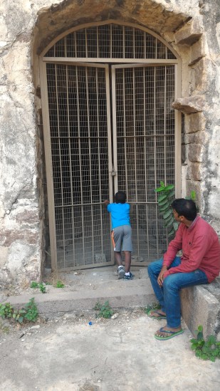 Max trying to break into the prison area. He was upset that we were not permitted in.